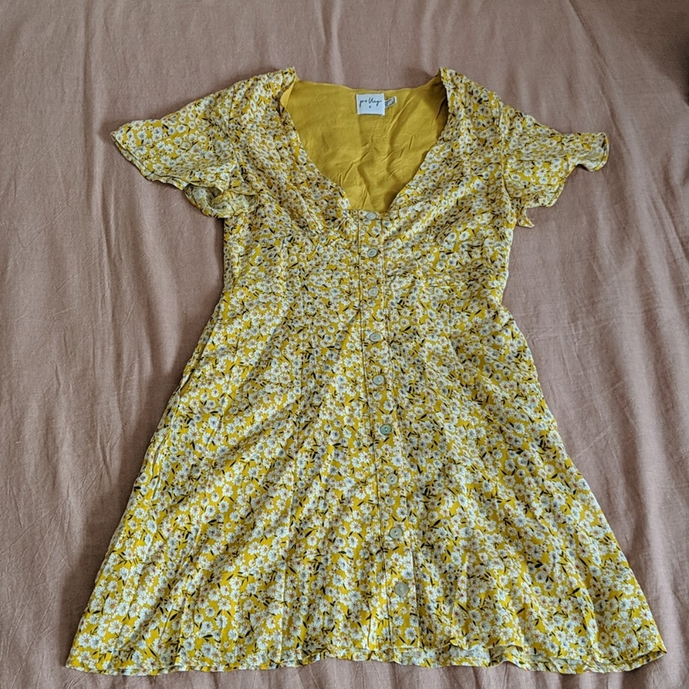 Princess Polly Yellow Button Up Dress